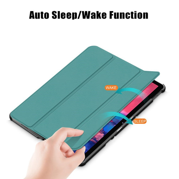 Lenovo Tab P11 / P11 (5G) / P11 Plus Tri-Fold Flip Cover m. Vågeblus Funktion - Grøn