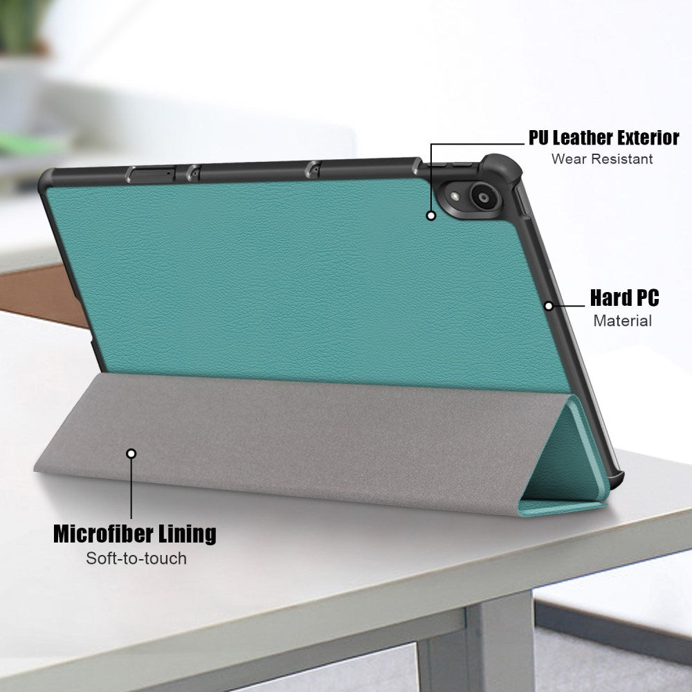 Lenovo Tab P11 / P11 (5G) / P11 Plus Tri-Fold Flip Cover m. Vågeblus Funktion - Grøn