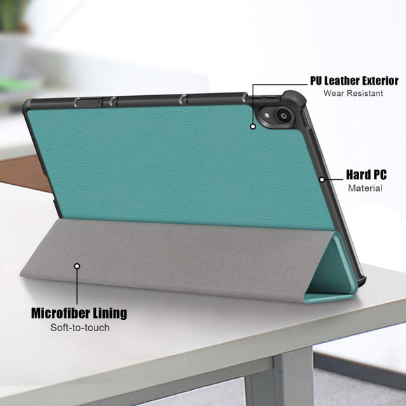 Lenovo Tab P11 / P11 (5G) / P11 Plus Tri-Fold Flip Cover m. Vågeblus Funktion - Grøn