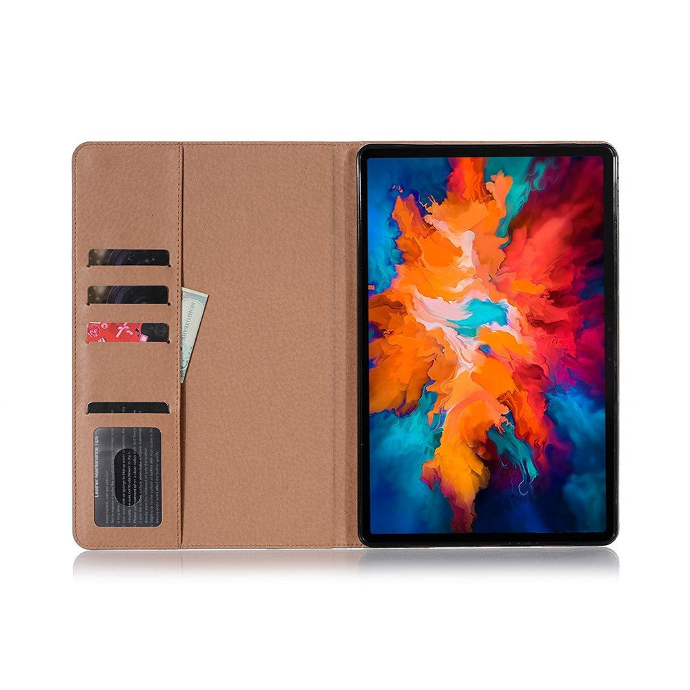 Lenovo Tab P11 Pro Blødt Læder Cover m. Ståfunktion & Kortholder - Grå
