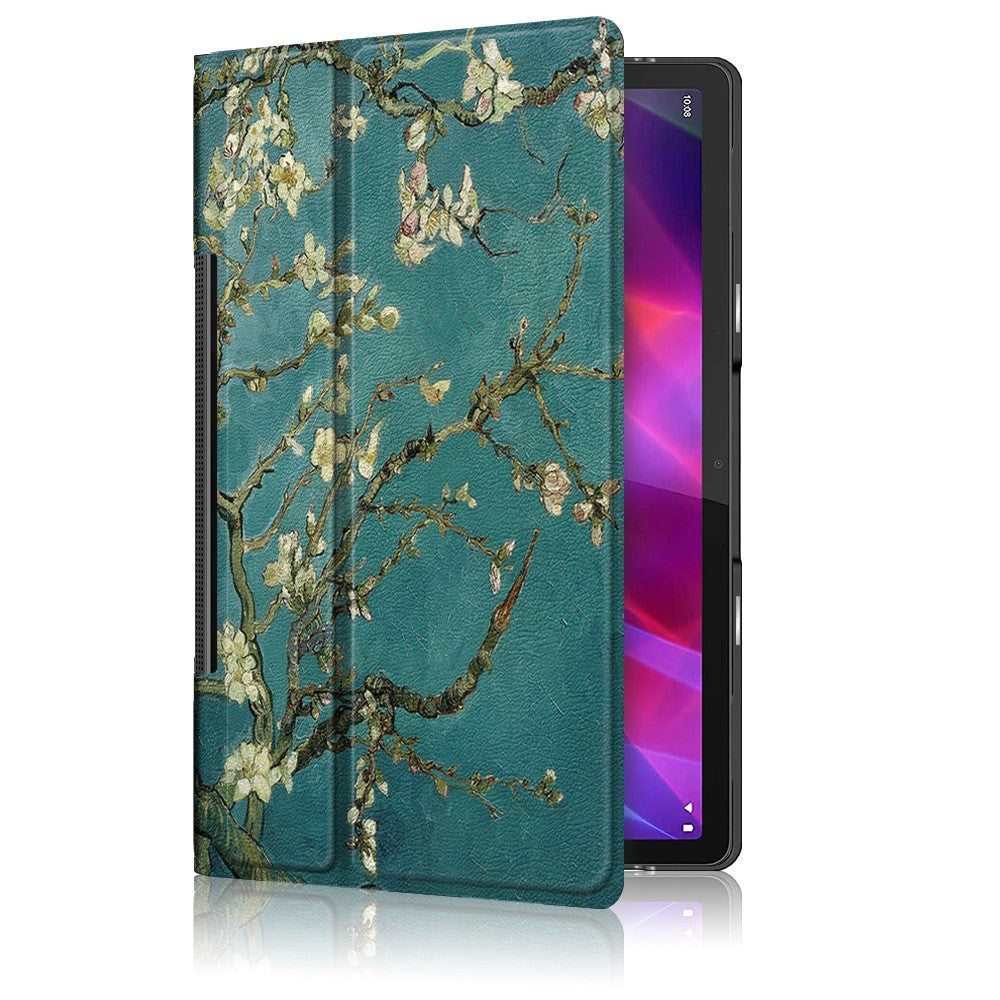 Lenovo Yoga Tab 11 Læder Cover m. Ståfunktion - Hvide Blomster