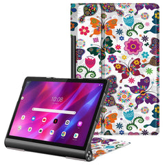 Lenovo Yoga Tab 11 Læder Cover m. Ståfunktion - Sommerfugle & Blomster