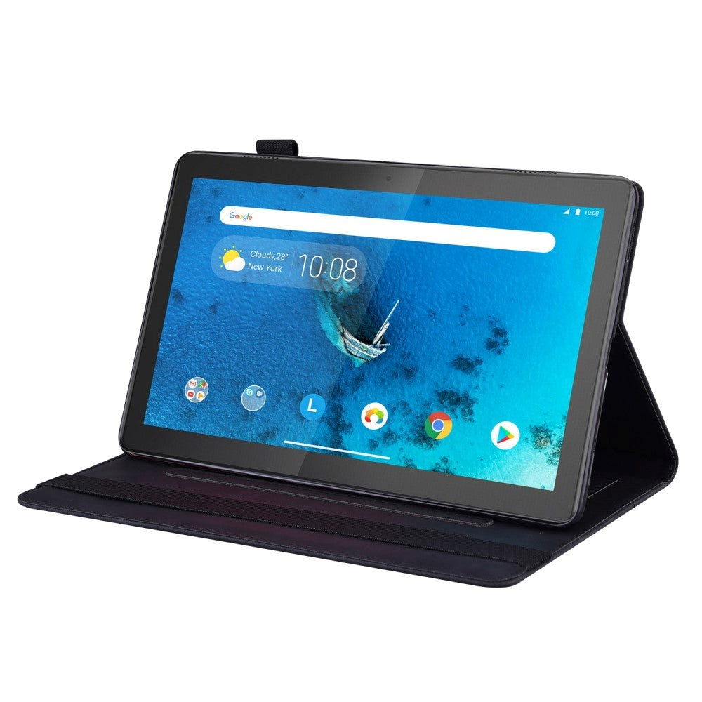 Lenovo Tab M10 FHD REL (TB-X605FC/LC) Læder Flip Cover m. Pencil Holder & Kortholder - Sort