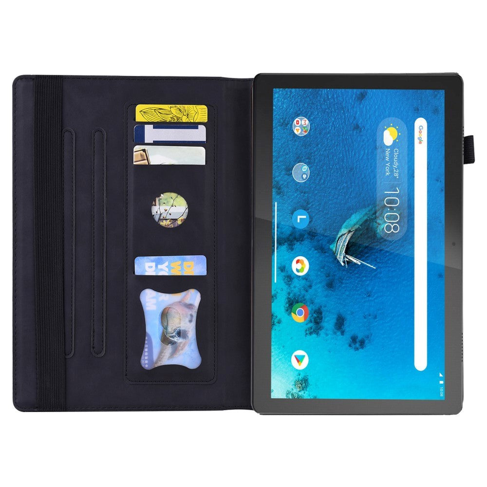 Lenovo Tab M10 FHD REL (TB-X605FC/LC) Læder Flip Cover m. Pencil Holder & Kortholder - Sort