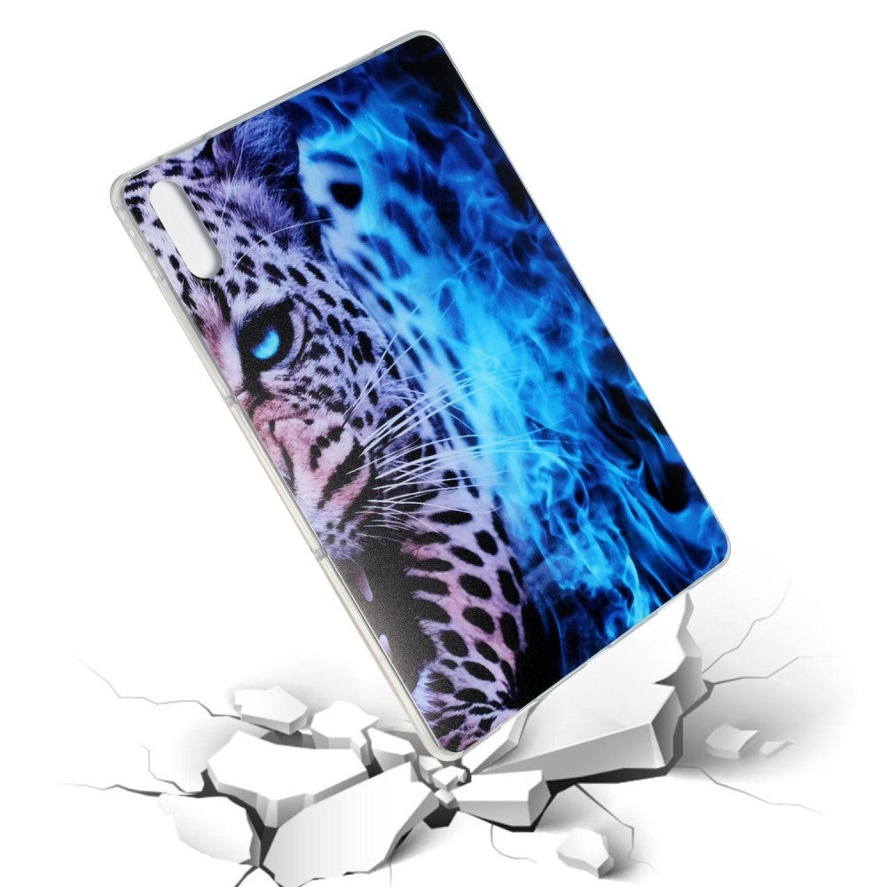Lenovo Tab P11 Pro Bagside Cover - Fleksibelt Plastik - Blå Leopard