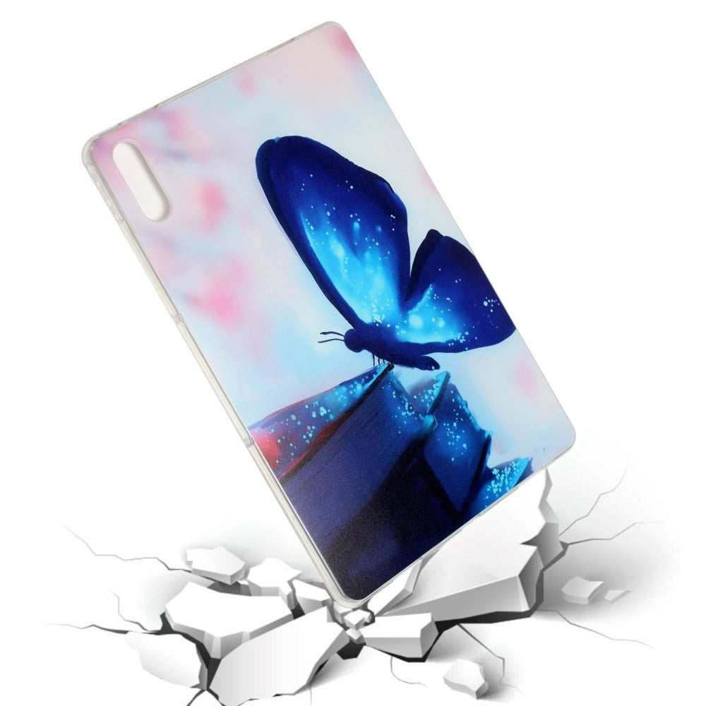 Lenovo Tab P11 Pro Bagside Cover - Fleksibelt Plastik - Blå Sommerfugl