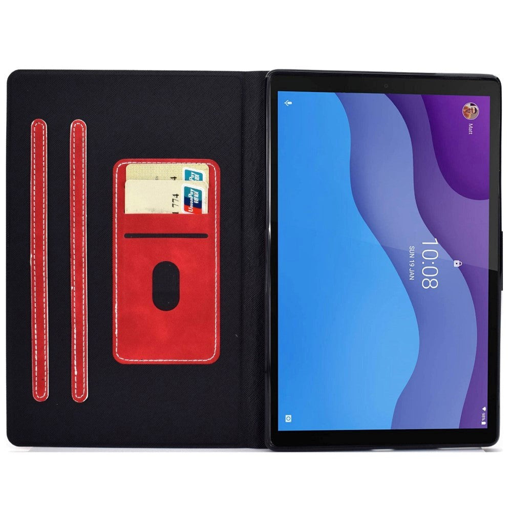 Lenovo Tab M10 (3. Gen) 10.1" (TB-328F/TB-328X) Læder Flip Cover m. Kortholder - Rød