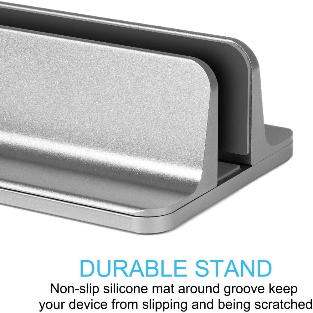 Justerbar Vertikal Holder Til MacBook & Laptop - Aluminium Sølv