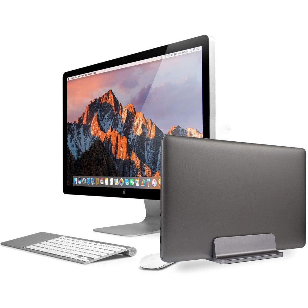 Justerbar Vertikal Holder Til MacBook & Laptop - Aluminium Sølv