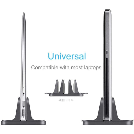 Justerbar Vertikal Holder Til MacBook & Laptop - Aluminium Sort
