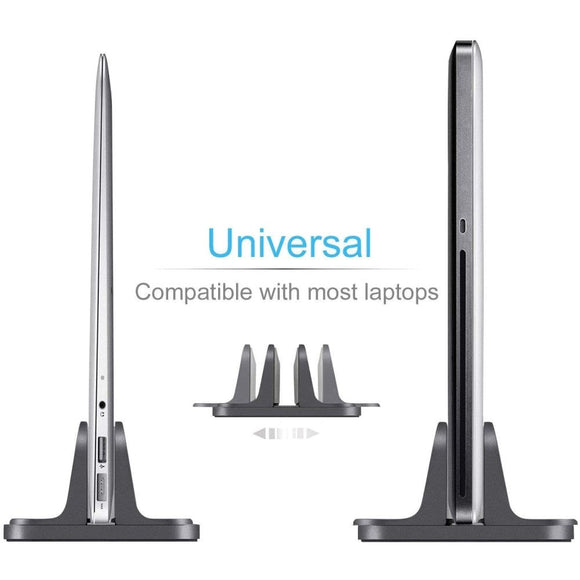 Justerbar Vertikal Holder Til MacBook & Laptop - Aluminium Sort