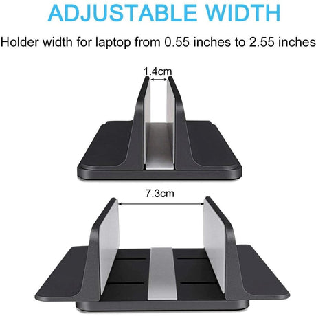Justerbar Vertikal Holder Til MacBook & Laptop - Aluminium Sort