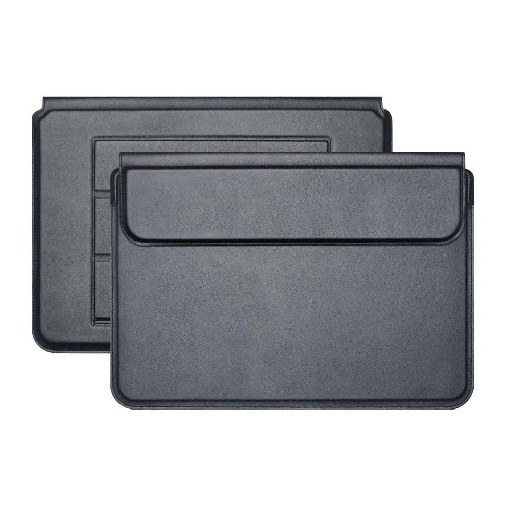 Tri-fold Læder Laptop Sleeve 15-16" (37 x 27 cm) - Sort