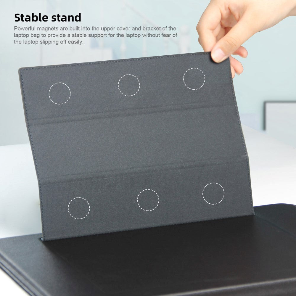 Tri-fold Læder Laptop Sleeve 15-16" (37 x 27 cm) - Sort