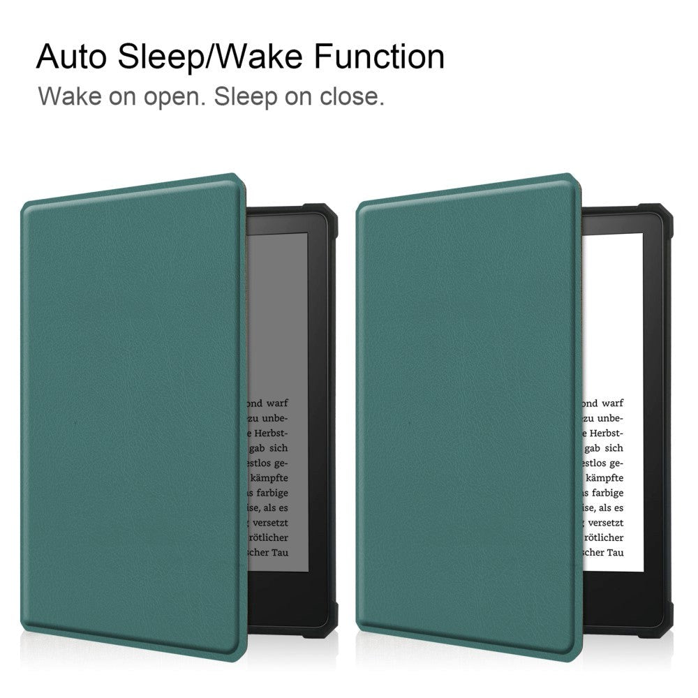 Amazon Kindle Paperwhite 5 11th Generation (2021) Læder Flip Cover - Grøn