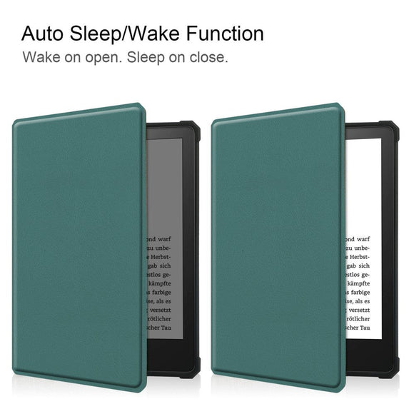 Amazon Kindle Paperwhite 5 11th Generation (2021) Læder Flip Cover - Grøn