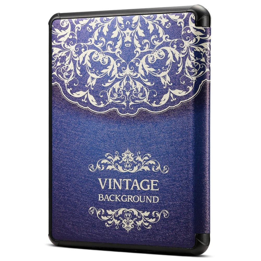 Amazon Kindle Paperwhite 5 11th Generation (2021) Kunstlæder Cover m. Vågeblus Funktion - Blå / Mønster