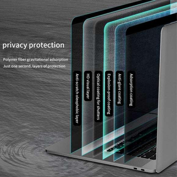 Macbook Air 13 (2018-2020) / Pro 13 (2016-2020) Magnetisk Privacy Beskyttelsesfilm - Gennemsigtig