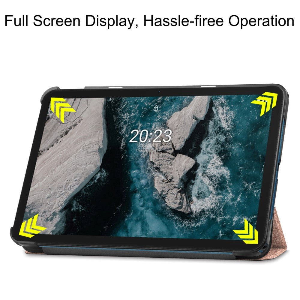 Nokia T20 Tri-fold Flip Cover m. Vågeblus Funktion - Rose Gold