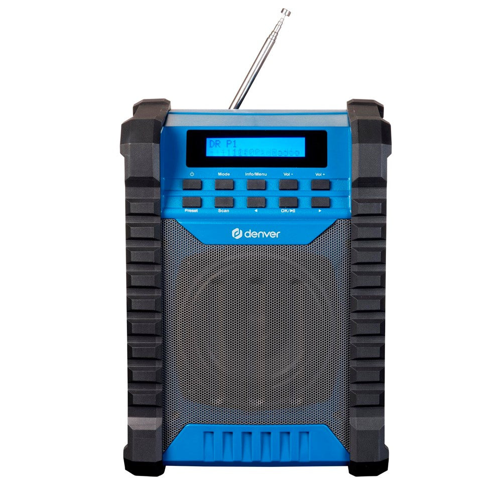 Denver Trådløs Bluetooth Håndværker Højtaler m. DAB / FM Radio - Sort / Blå