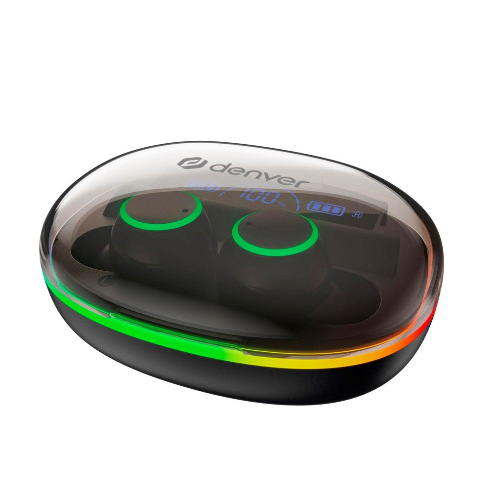 Denver True Wireless Høretelefoner m. Lyseffekt - In-Ear - Sort