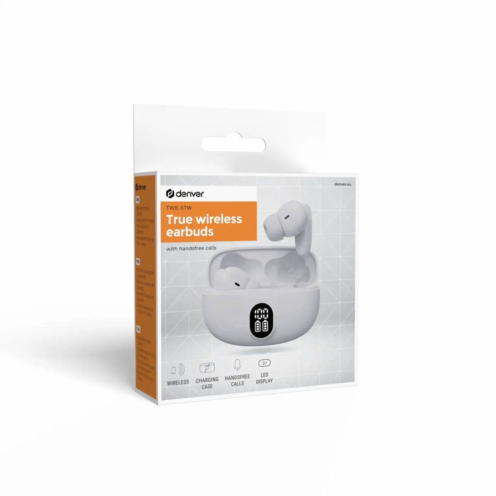 Denver TWE-57W True Wireless Bluetooth In-Ear Høretelefoner - Hvid