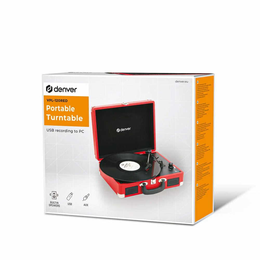 Denver VPL-120 Vintage USB Pladespiller - Rød