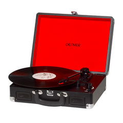 Denver VPL-120 Pladespiller m. Indbygget Højtaler & Optagelsessoftware - Kuffertdesign - Sort