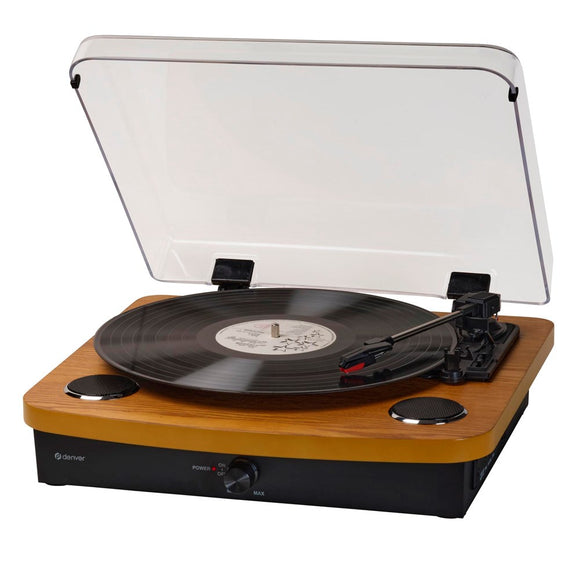 Denver VPL-230 Pladespiller m. 2 x 10W Indbyggede Højtalere - Sort / Træ