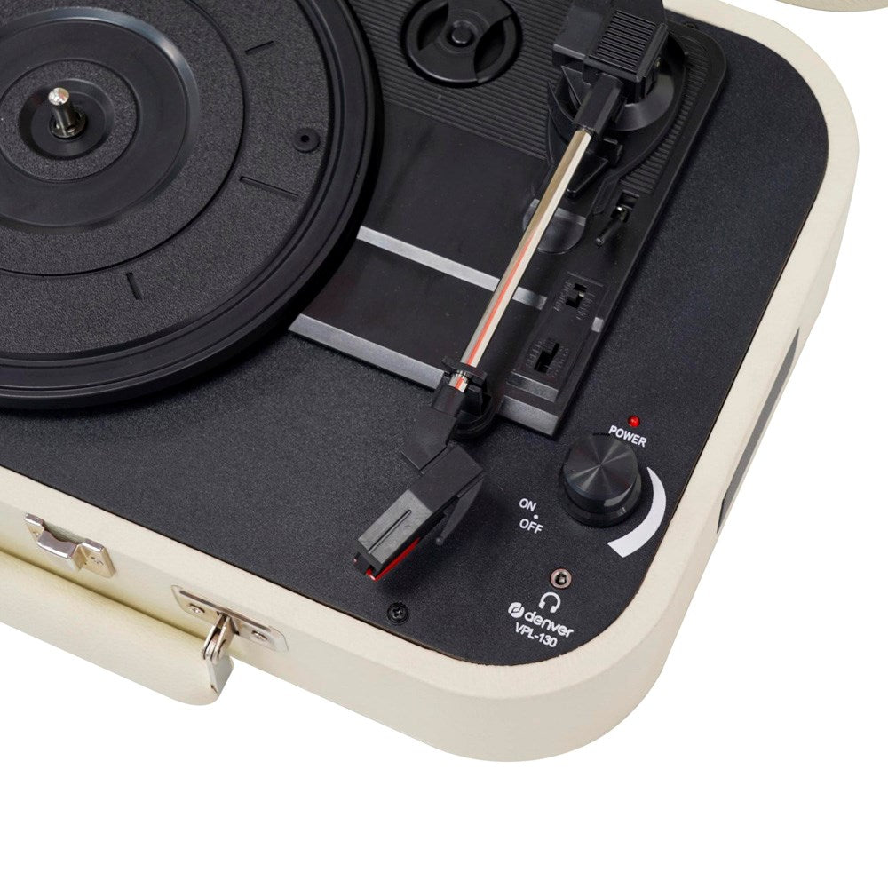 Denver VPL-130 Pladespiller m. 2 x 10W Højtalere & Optagelsessoftware - Beige