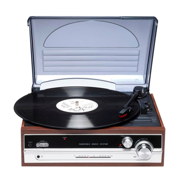 Denver VPR-190MK3 Pladespiller m. 2 x 15W Indbyggede Højtalere & FM Radio - Brun