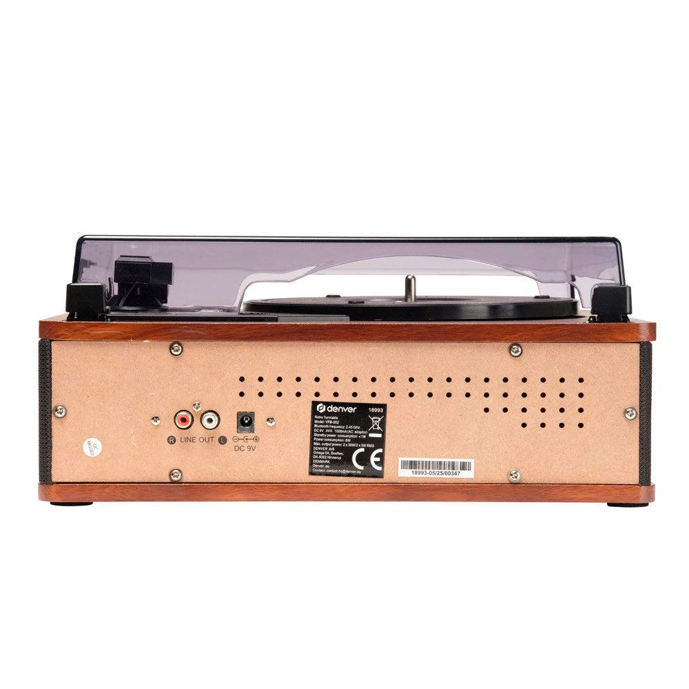 Denver VPB-262 Retro Pladespiller m. Bluetooth & 2 x 20W Indbyggede Højtalere - Sort / Brun