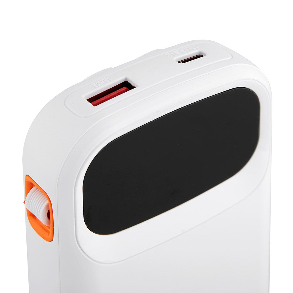 Xceed Powerbank - 20.000 mAh - Indbyggede Kabler - Hurtig Opladning - Hvid