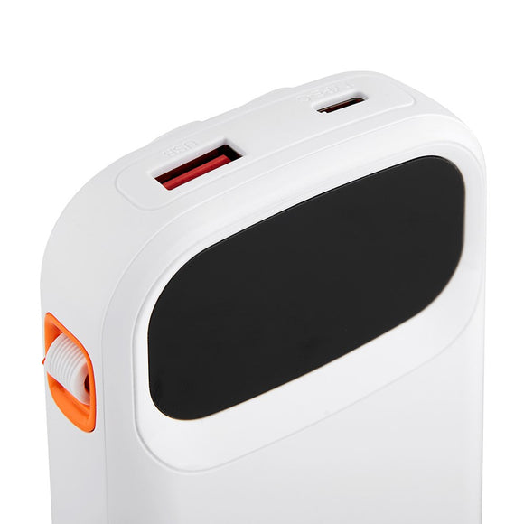Xceed Powerbank - 20.000 mAh - Indbyggede Kabler - Hurtig Opladning - Hvid