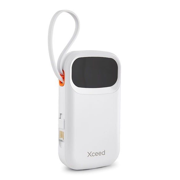 Xceed Powerbank - 20.000 mAh - Indbyggede Kabler - Hurtig Opladning - Hvid