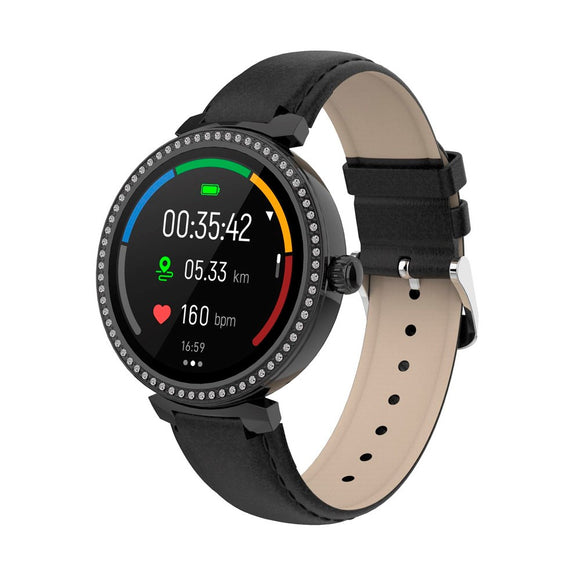 Denver SWC-342 Bluetooth Smartwatch m. Sundheds- og Fitnesstracker - Kunstlæder Rem - Sort