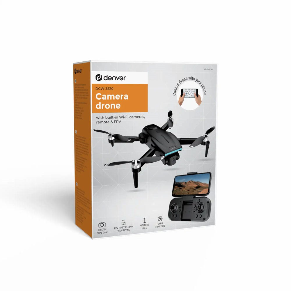 Denver DCW-3520 Drone m. Front- & Bundkamera (720p / 480p) & Altitude Hold-Funktion - Sort