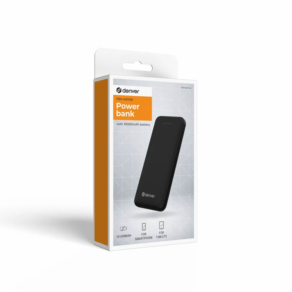 Denver PBS-10010 PowerBank 10.000 mAh m. LED Indikator - Sort