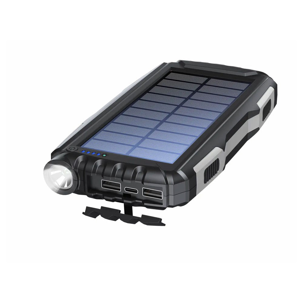 Denver PSO-20010 Solcelle 20.000 mAh PowerBank m. USB-A & USB-C - Sort