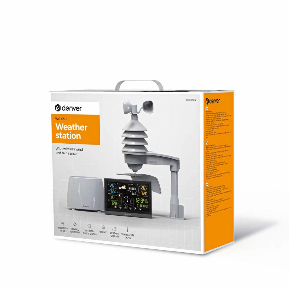 Denver WS-650 Vejrstation m. Trådløs Vind- & Regnsensor - Hvid