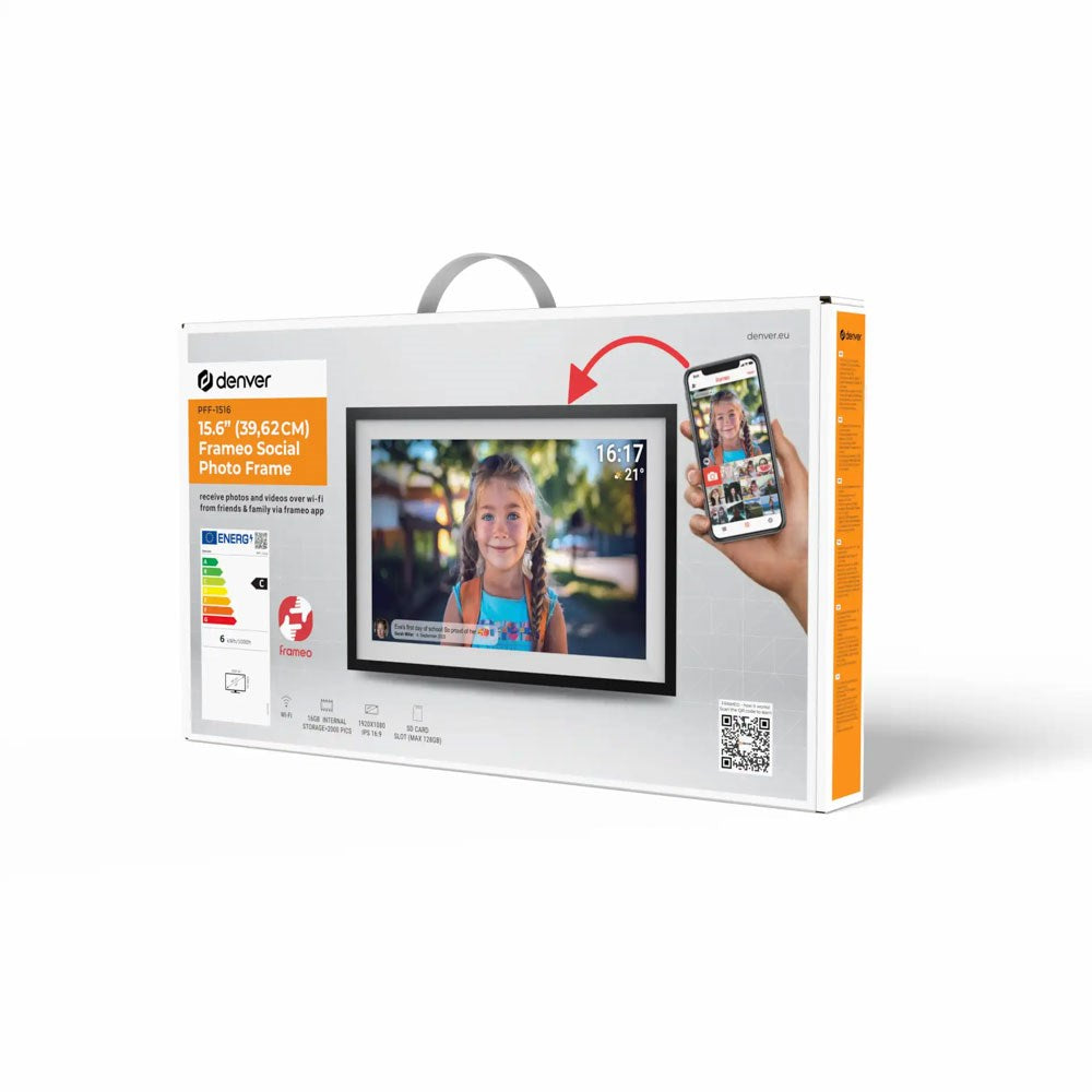 Denver PFF-1516 Digital WiFi Fotoramme m. Frameo - 15.6" - Sort