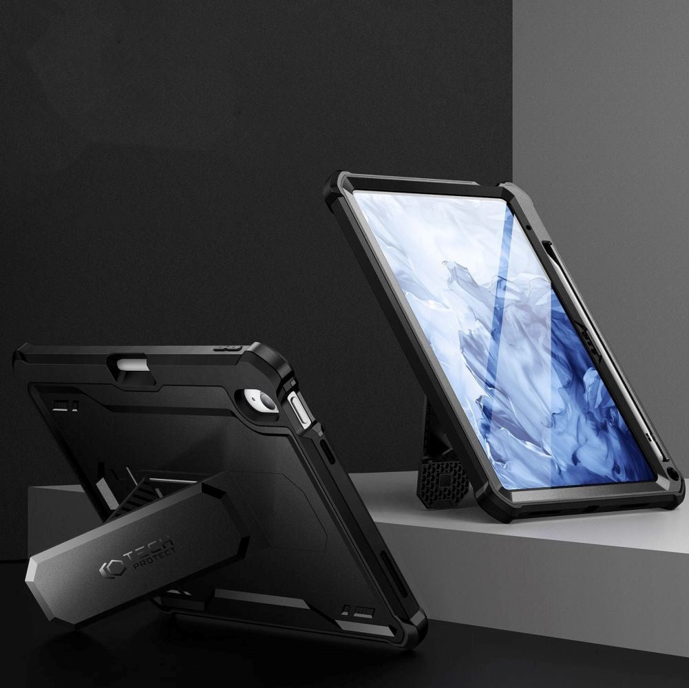 iPad 11 (2025) / iPad 10.9 (2022/2024) Tech-Protect Kevlar Pro 360 Cover m. Kickstand - Sort