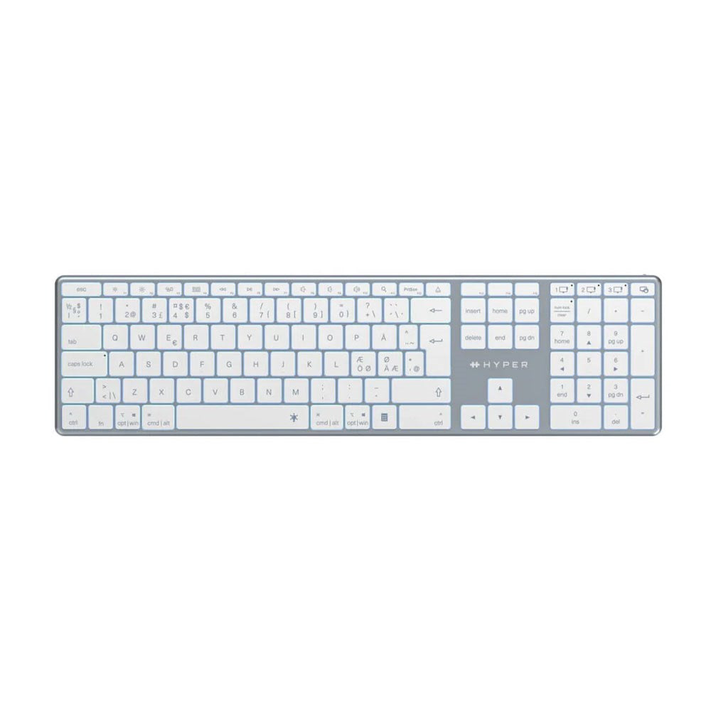 Hyper Hyperspace Bluetooth Tastatur m. Nordisk Layout - Hvid