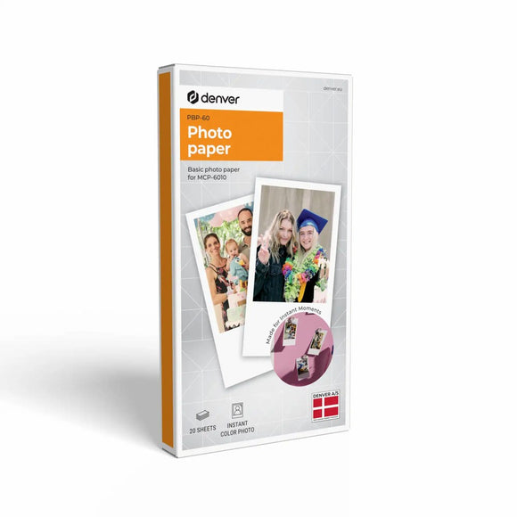 Denver PBP-60 Fotopapir til MCP-6010 Bluetooth Printer - 20 stk - Hvid