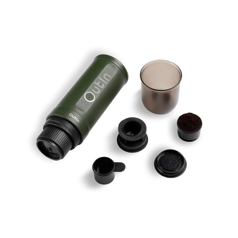 OutIn Nano Bærbar Espressomaskine Sæt - Forest Green