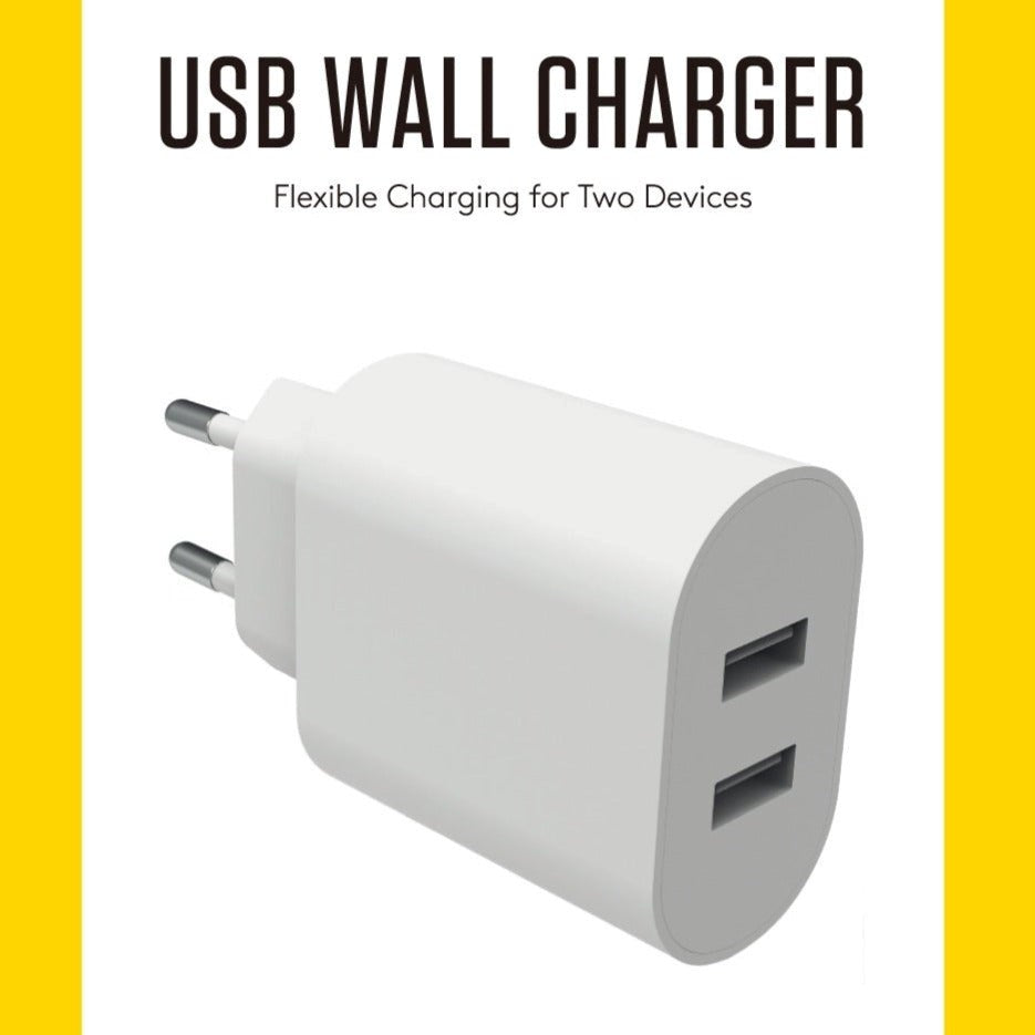 Smartline 24W Vægoplader m. 2x USB-A - Hvid