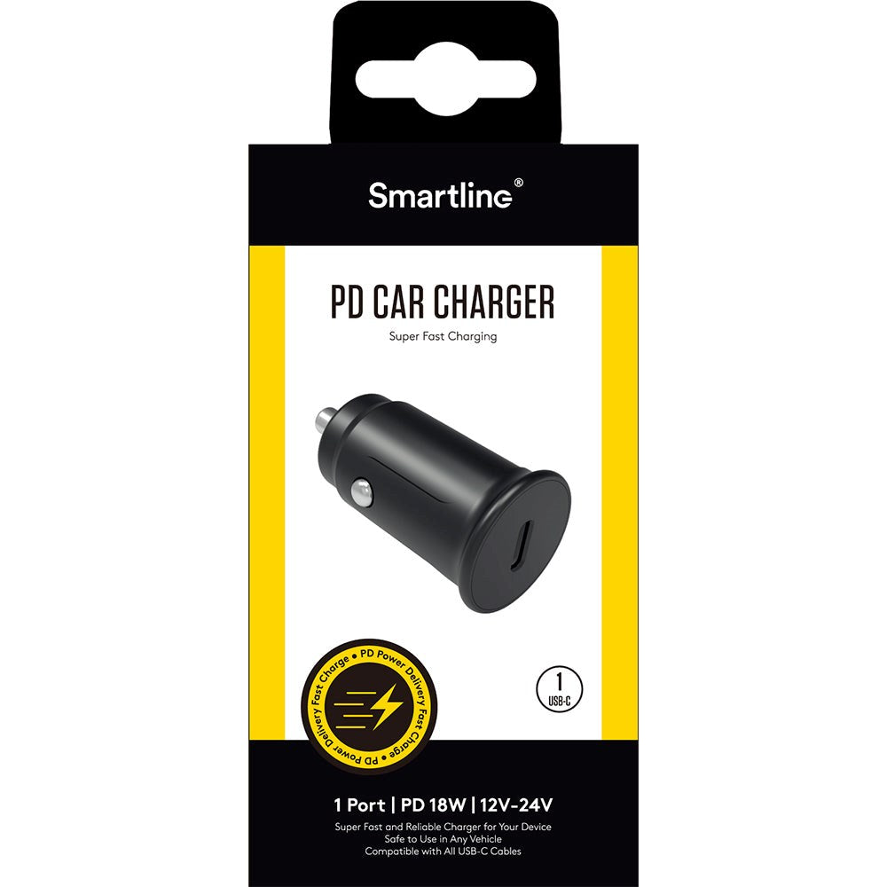 Smartline PD (Power Delivery) 20W Car Charger m. USB-C - Sort