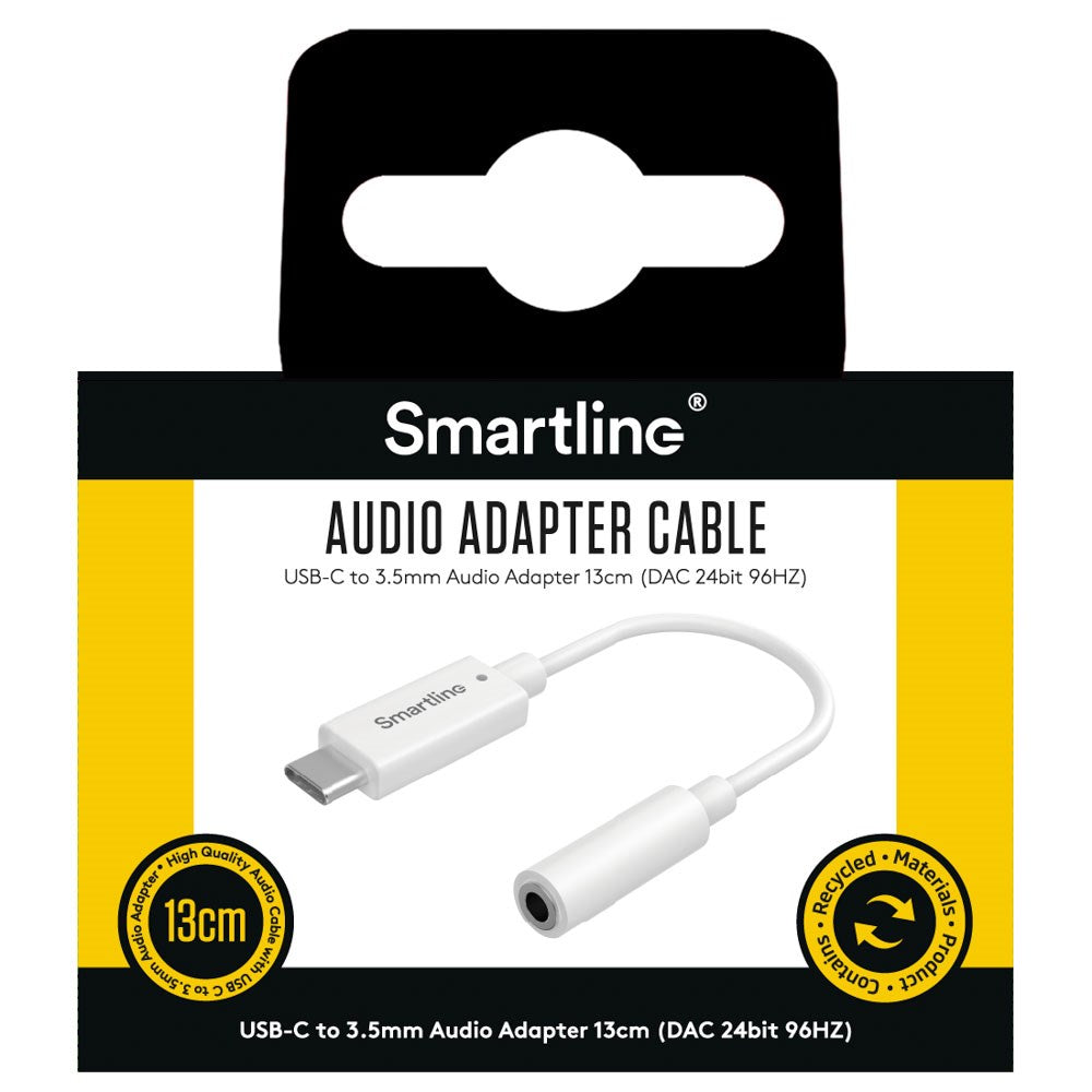 Smartline USB-C til 3.5mm Jackstik Audio Adapter 13cm - Hvid