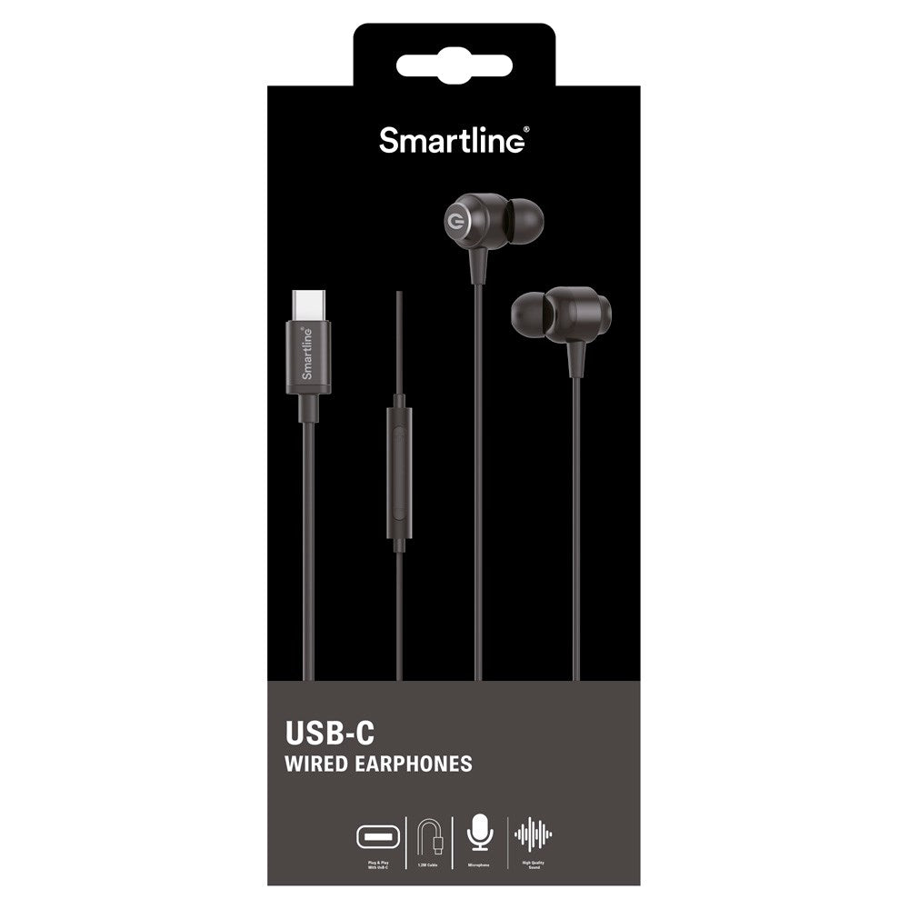 Smartline In-Ear Høretelefoner m. USB-C & Mikrofon - Sort