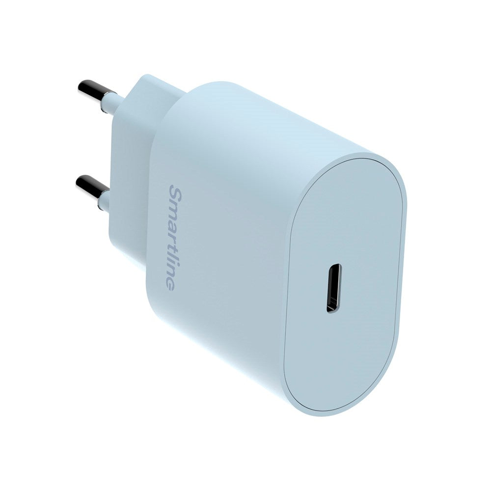 Smartline 20W Vægoplader m. 1 x USB-C - Lyseblå